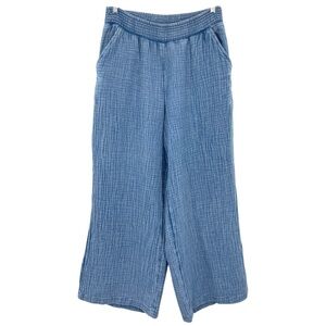 Aerie Chambray Wide Leg High Waisted Gauzy Casual Pull Pants